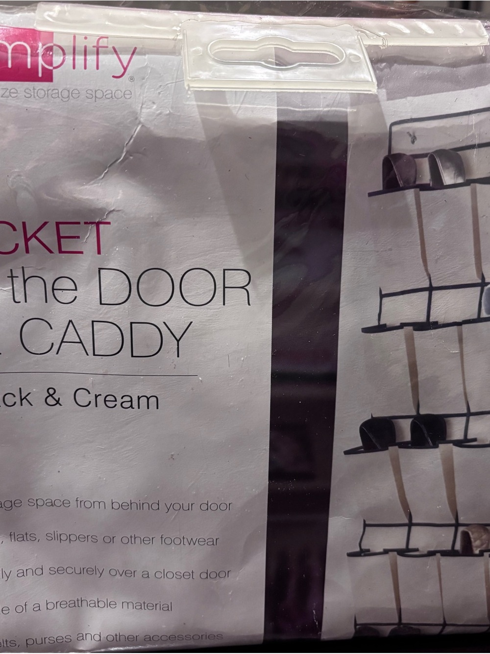 Over-the-Door Shoe Caddy in Black & Cream